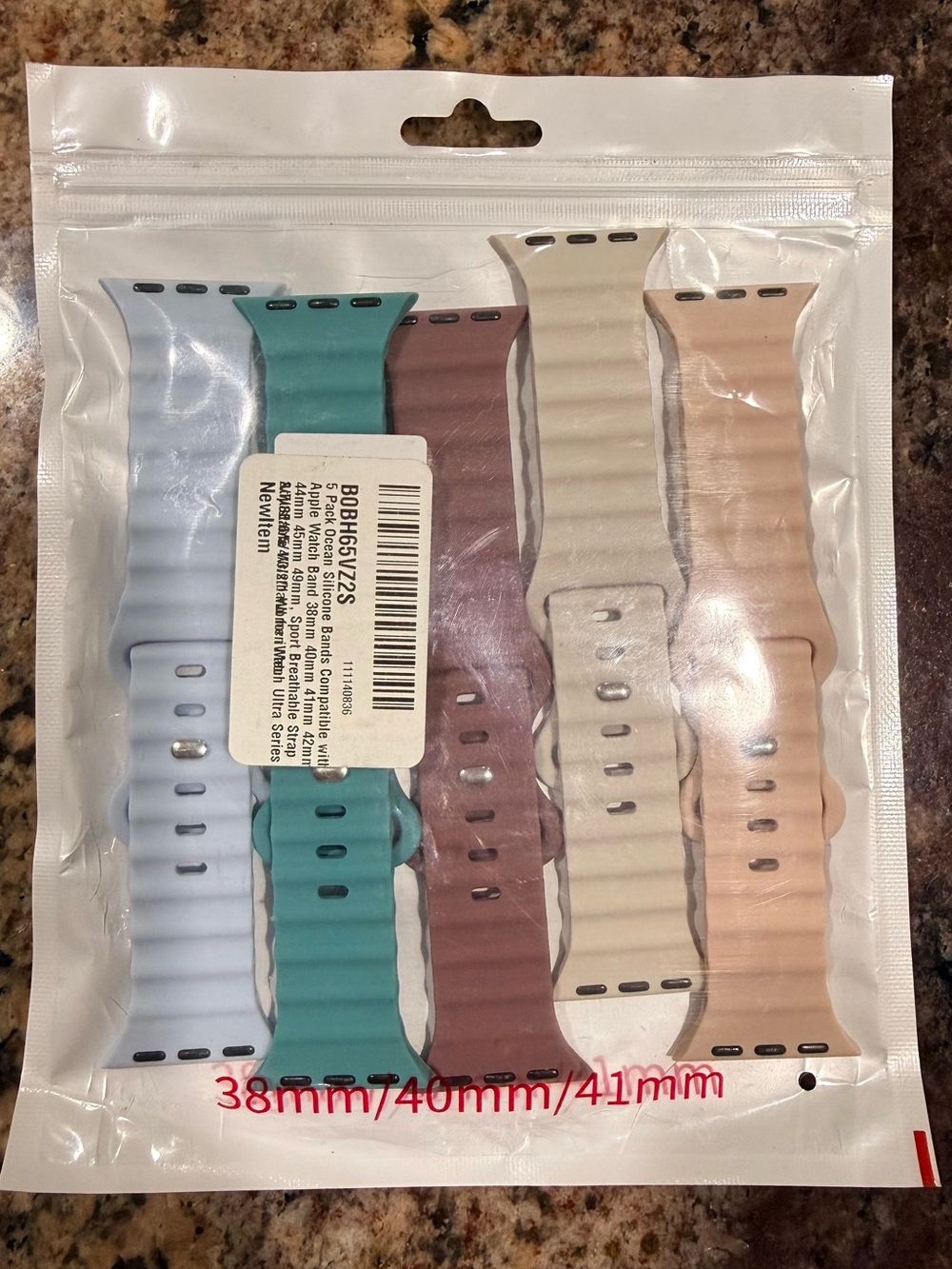 Silicone Watch Band 5-Pack – Blue, Teal, Mauve, Cream, Blush